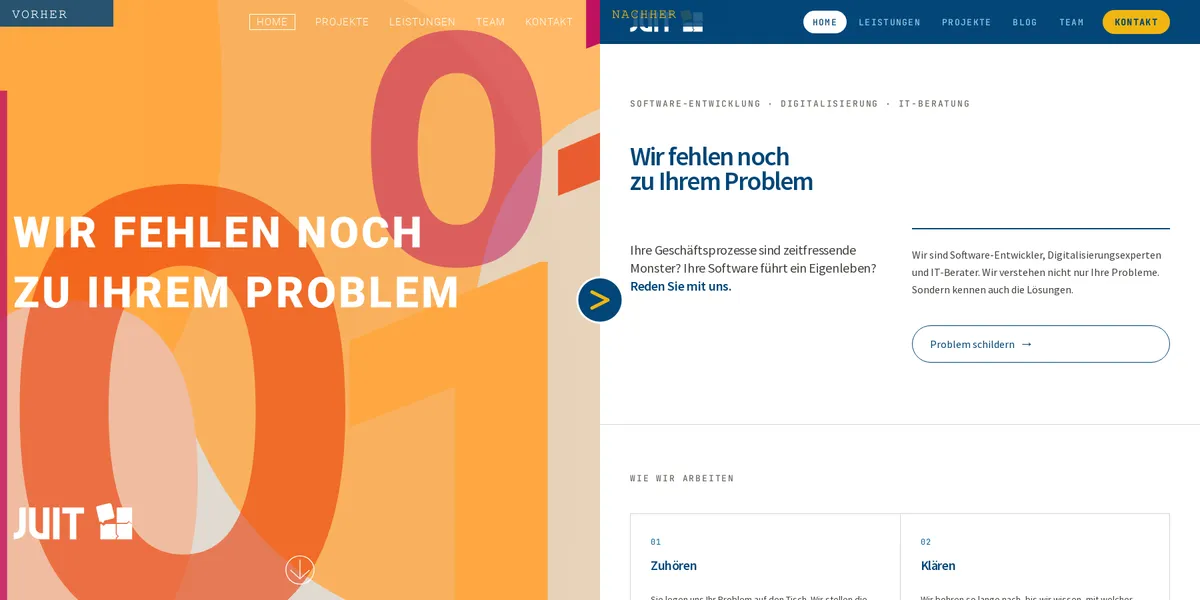 Vergleich der alten und der neuen JUIT-Homepage